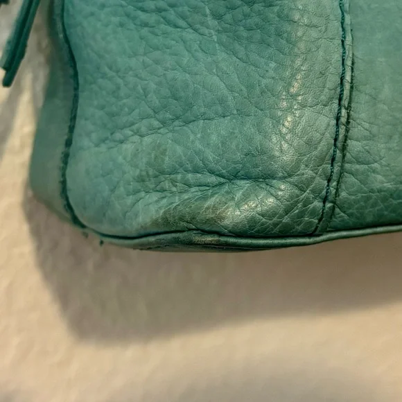 American Leather Co. Ada Triple Entry Satchel Crossbody Hobo Teal Medium - Picture 3 of 10